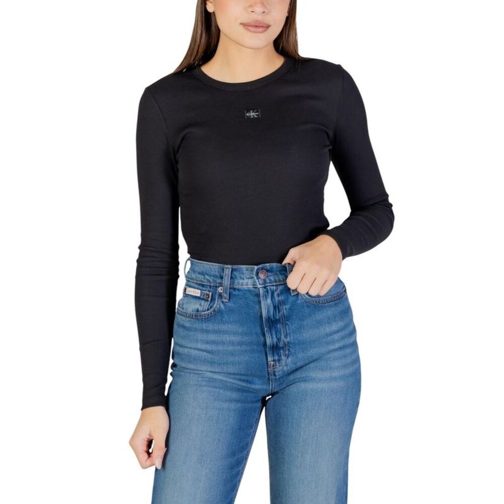 Calvin Klein Jeans Black Cotton Long Sleeve Women's T-Shirt